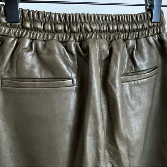 Amanda Wakeley London Desert Khaki Leather Jogger