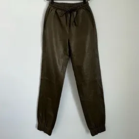 Amanda Wakeley London Desert Khaki Leather Jogger