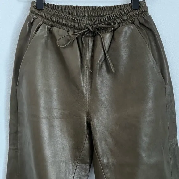 Amanda Wakeley London Desert Khaki Leather Jogger