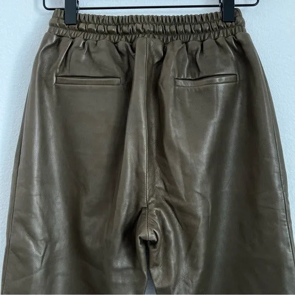 Amanda Wakeley London Desert Khaki Leather Jogger