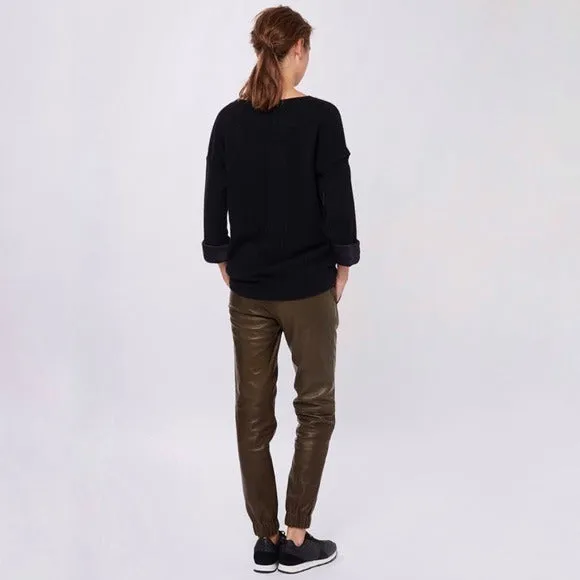Amanda Wakeley London Desert Khaki Leather Jogger