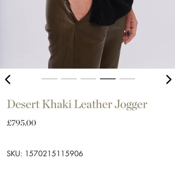 Amanda Wakeley London Desert Khaki Leather Jogger