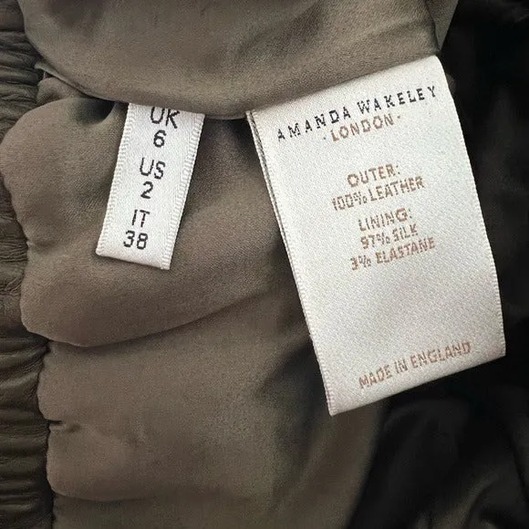 Amanda Wakeley London Desert Khaki Leather Jogger