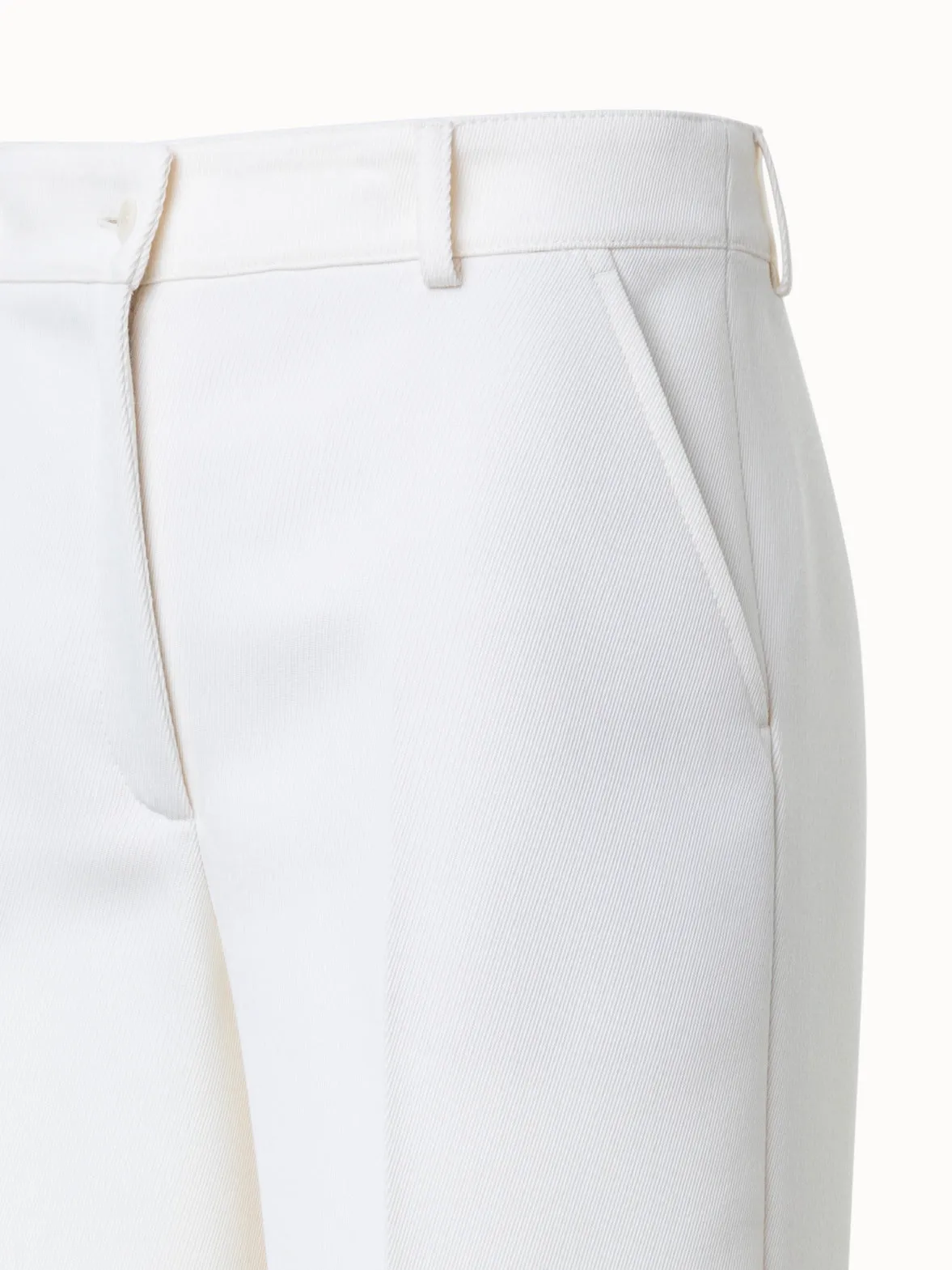 Cropped Straight Wool Tricotine Pants