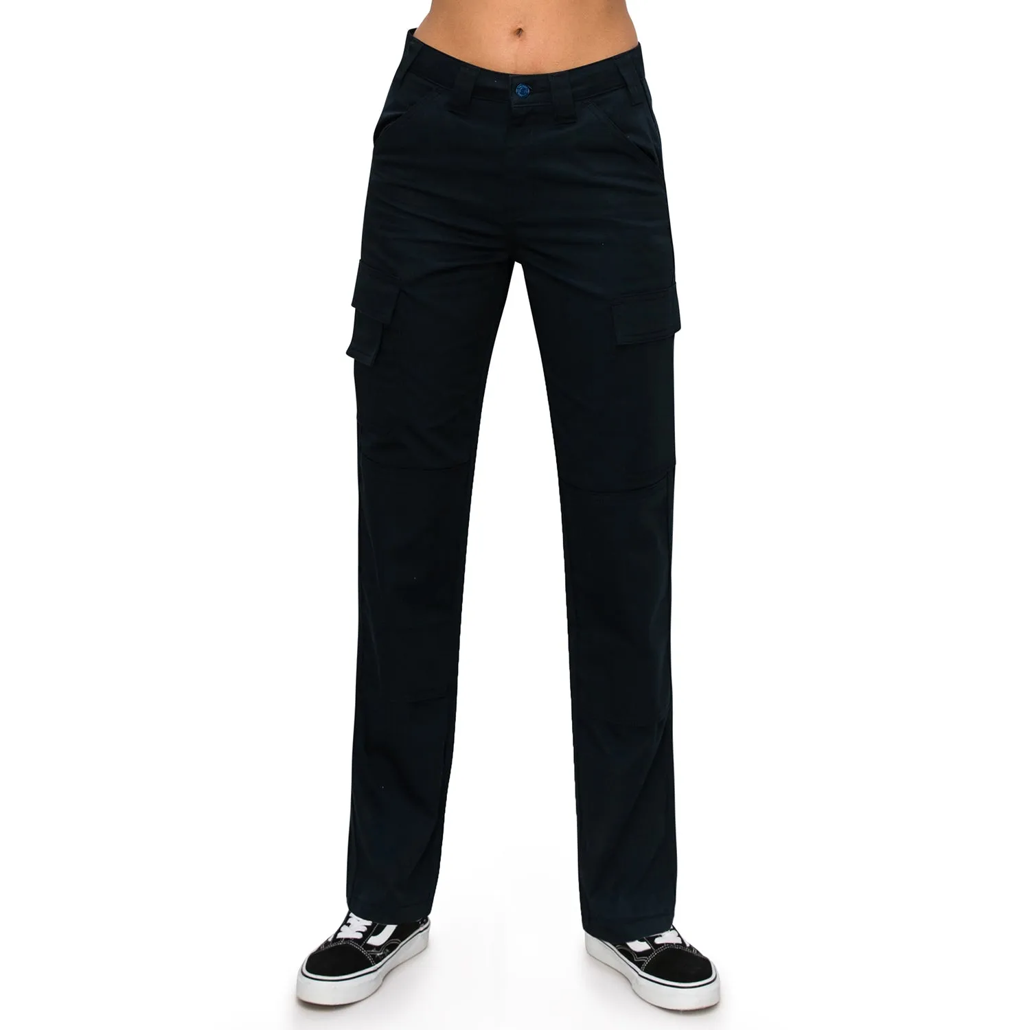 High Rise Slim Fit Cargo Work Pants - Navy