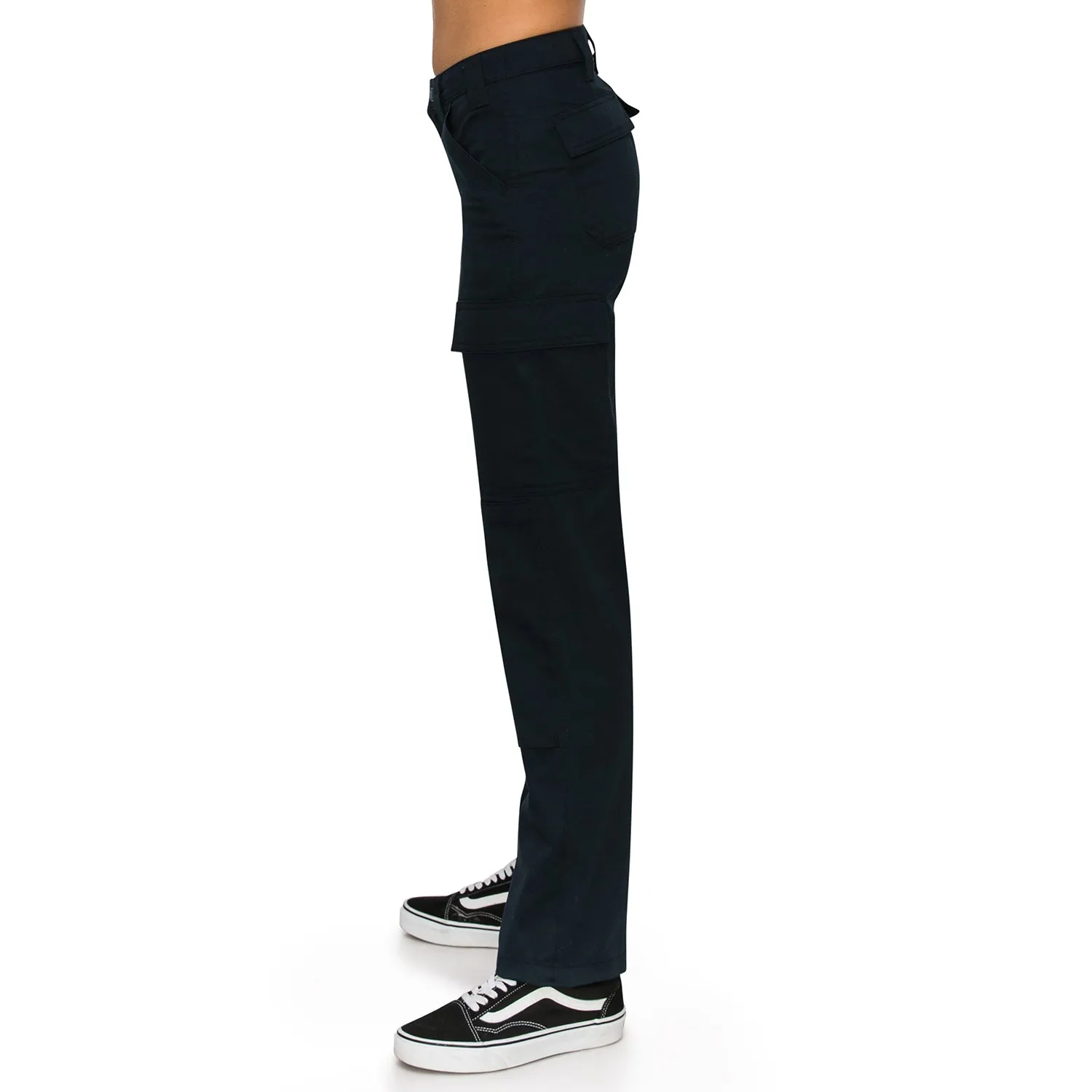 High Rise Slim Fit Cargo Work Pants - Navy