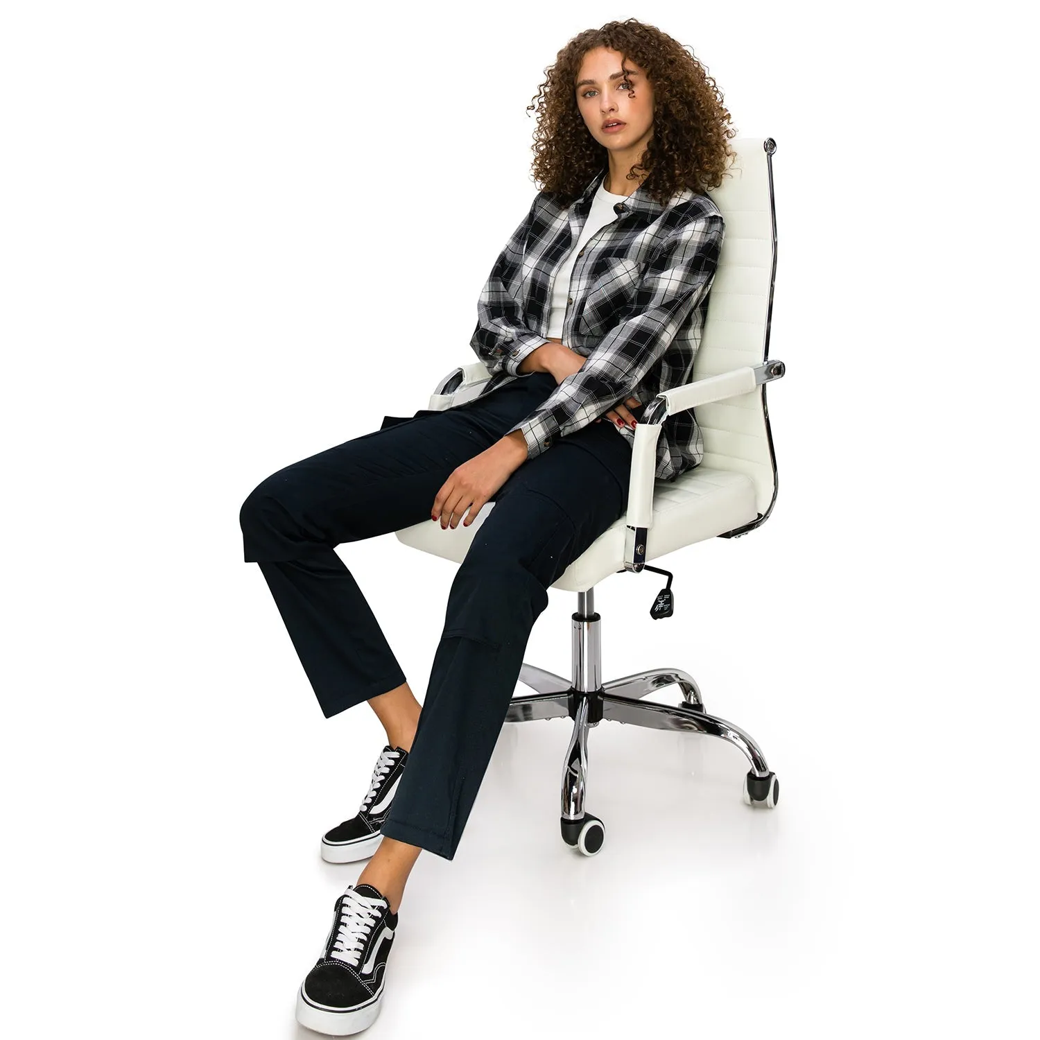 High Rise Slim Fit Cargo Work Pants - Navy