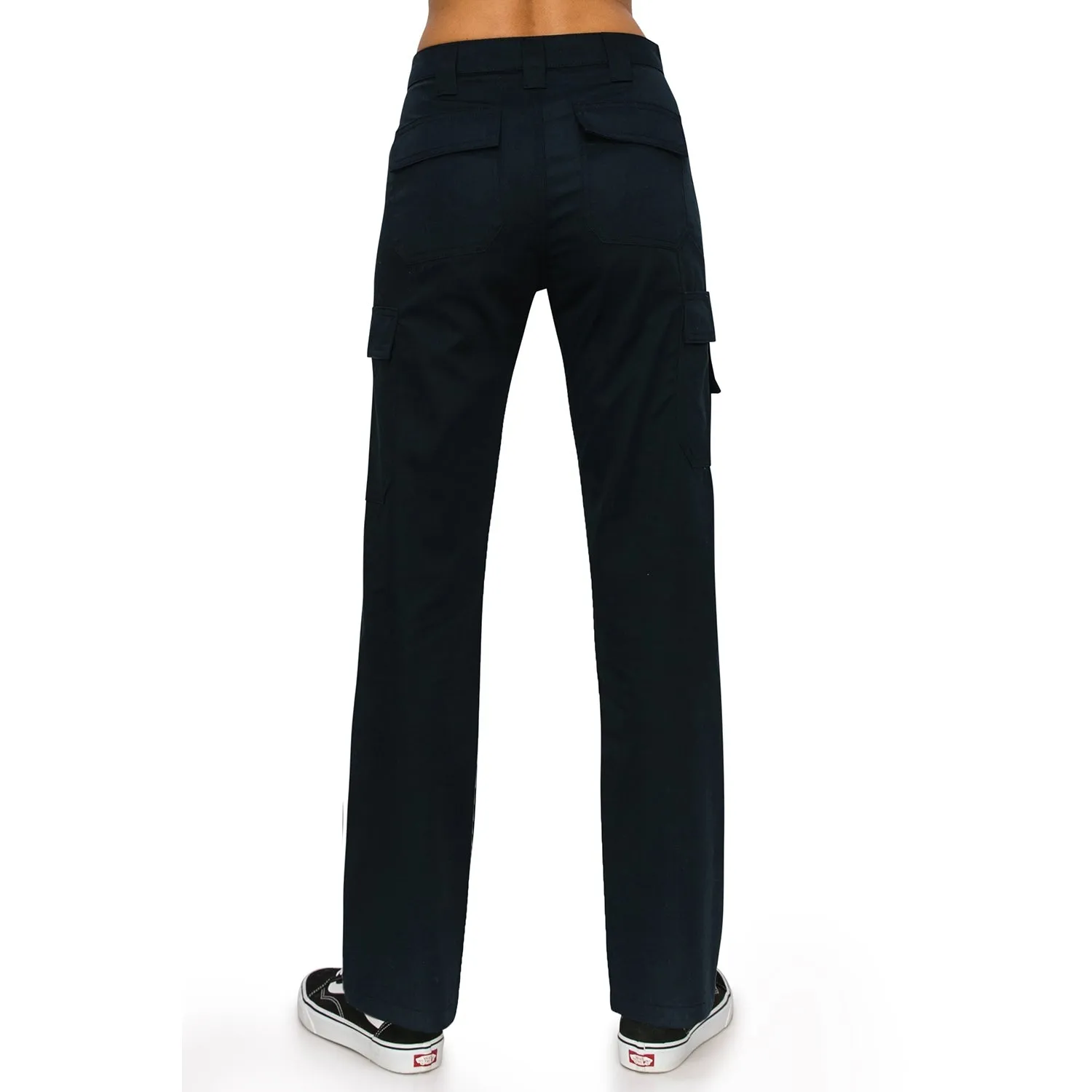 High Rise Slim Fit Cargo Work Pants - Navy