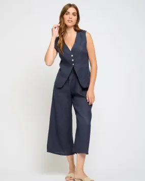 Pistache Cropped Linen Pant