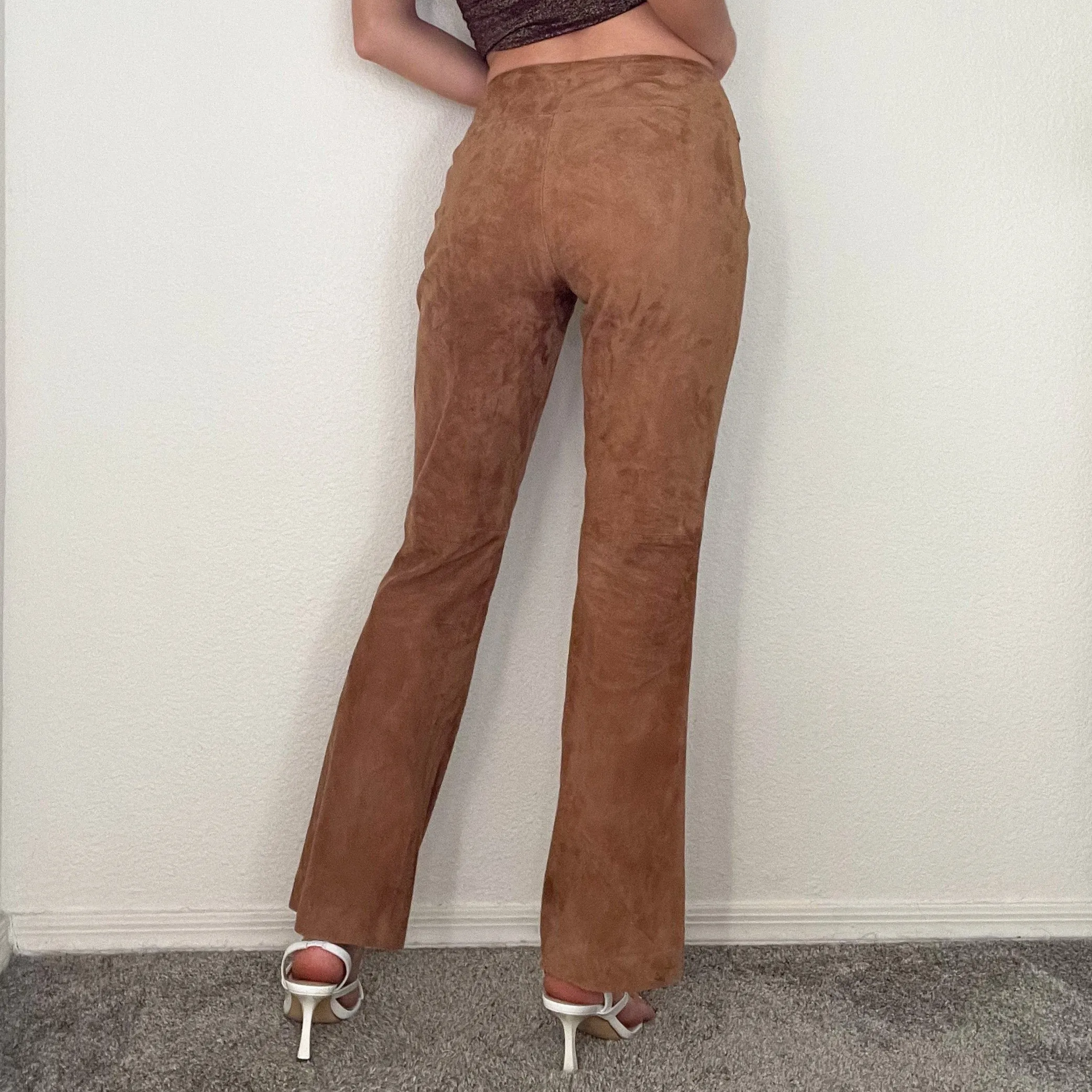 Tan Suede Coyote Ugly Flare Pants