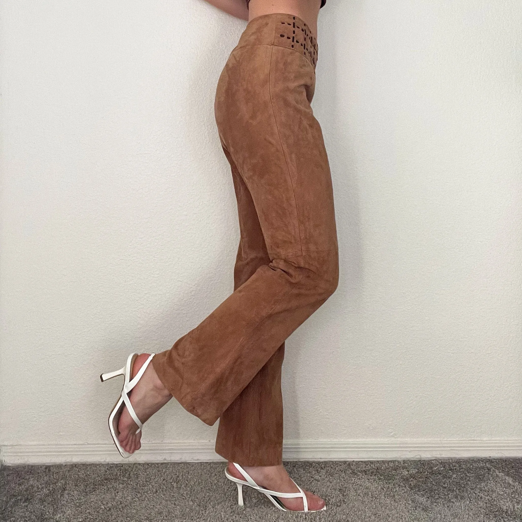 Tan Suede Coyote Ugly Flare Pants