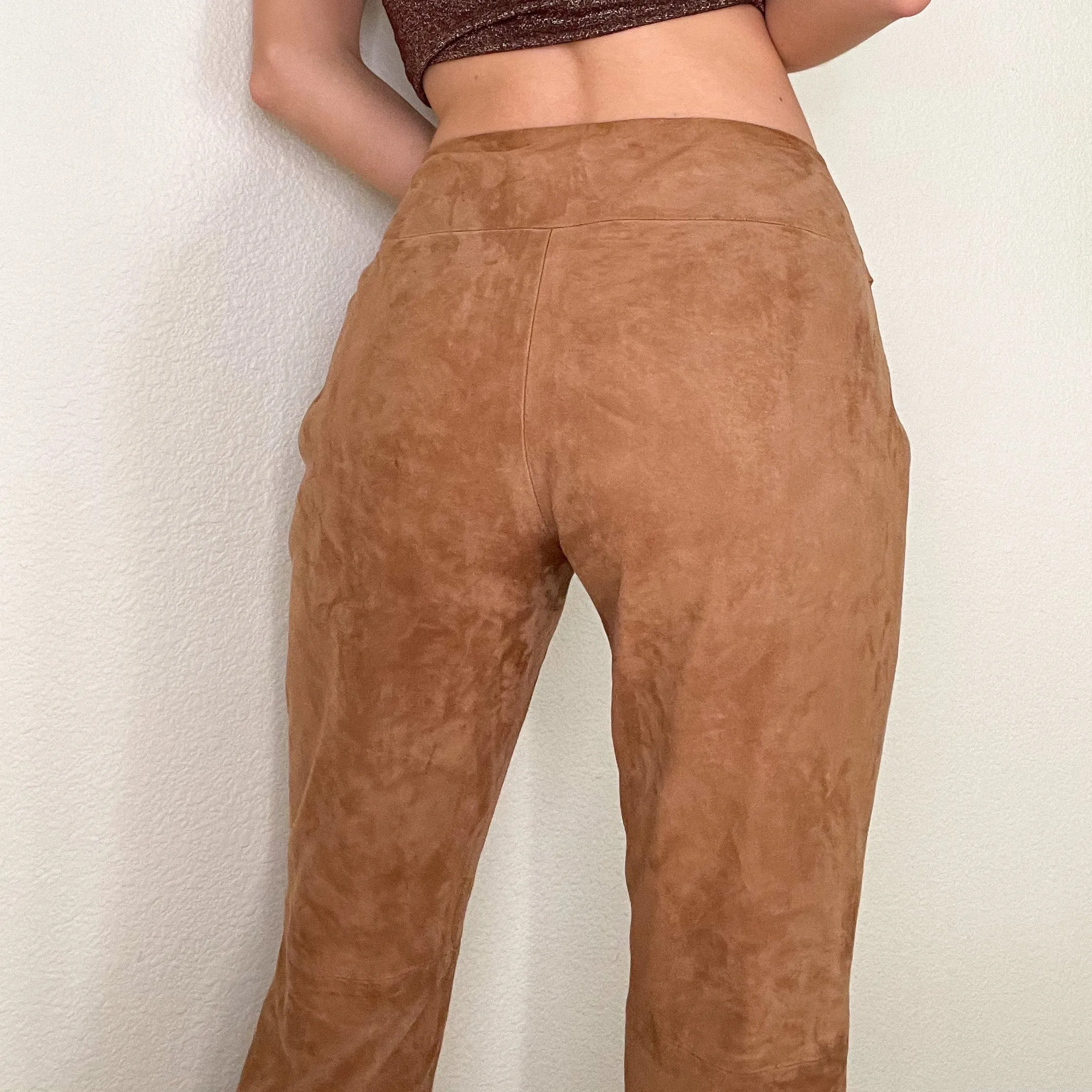 Tan Suede Coyote Ugly Flare Pants