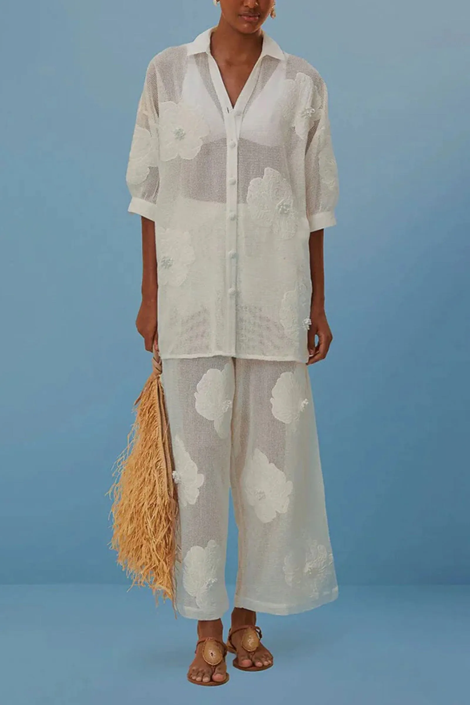 White Flower Pants